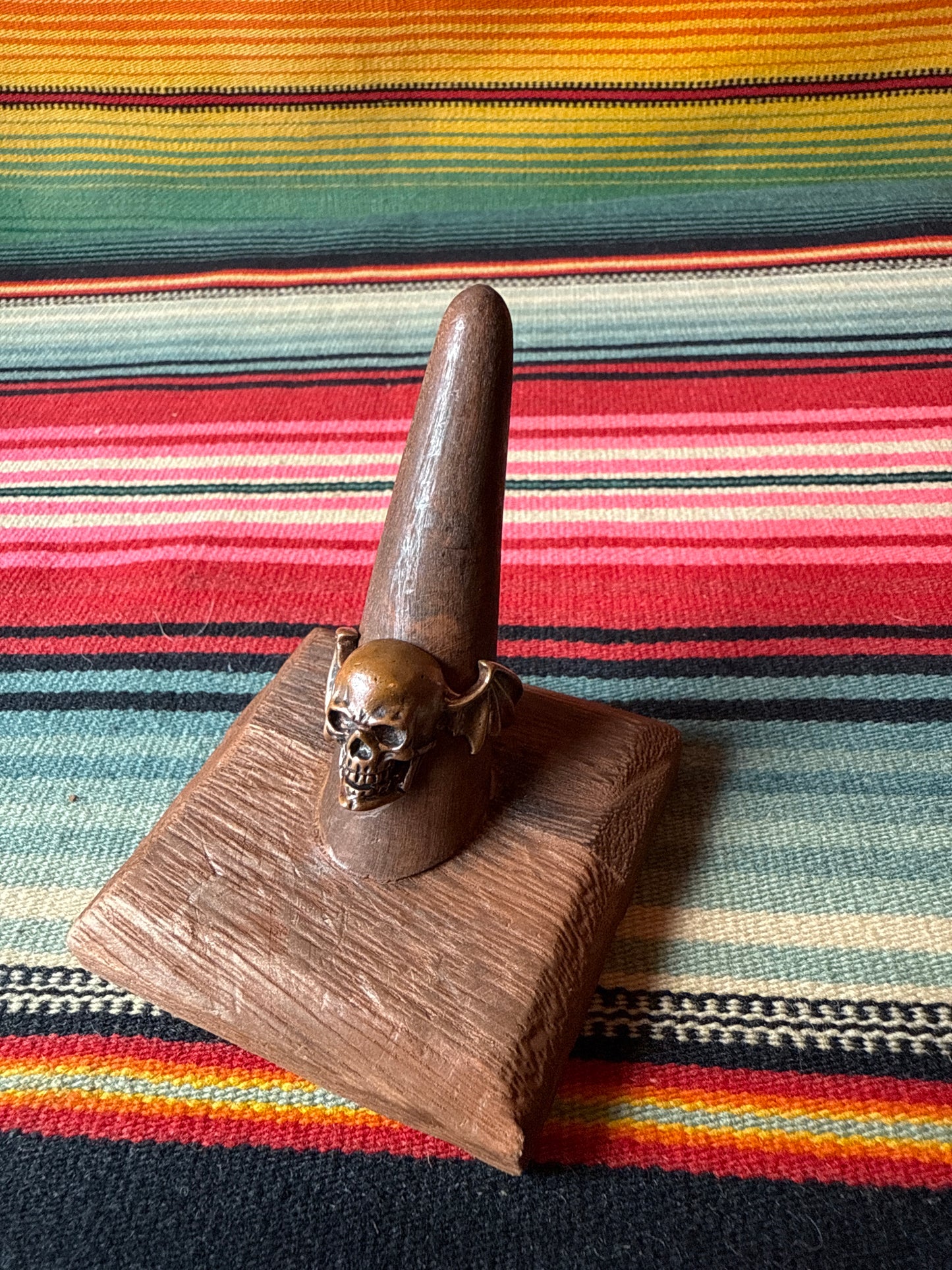 Vintage Copper Skull and Bat Wing Ring (MA)