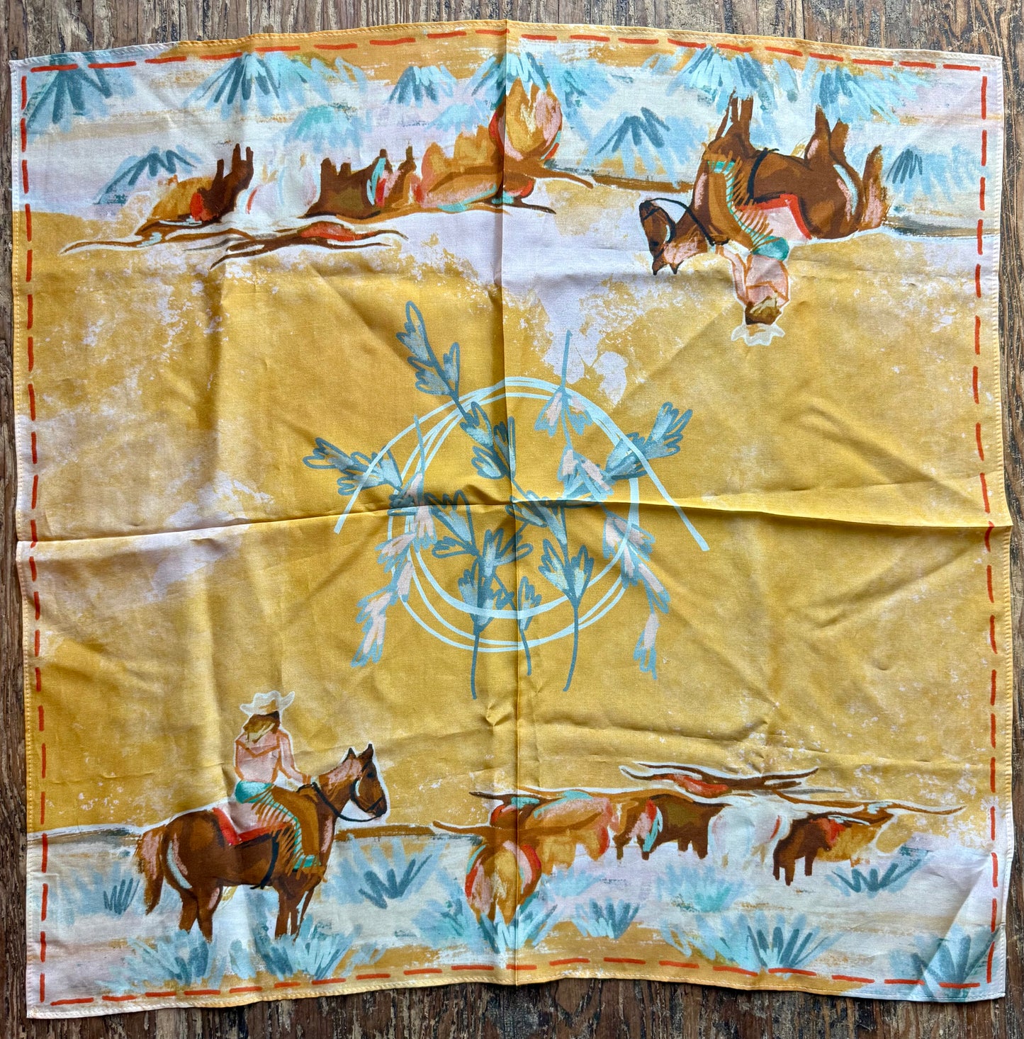 Longhorn Open Range Western Silk Scarf Bandana