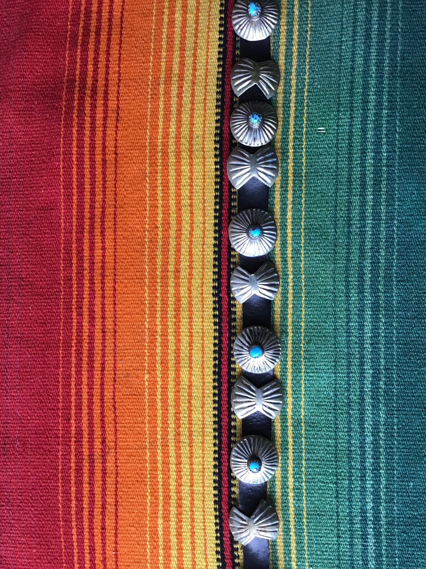 Vintage Sterling and Turquoise Belt, Hat Band 46 1/4”