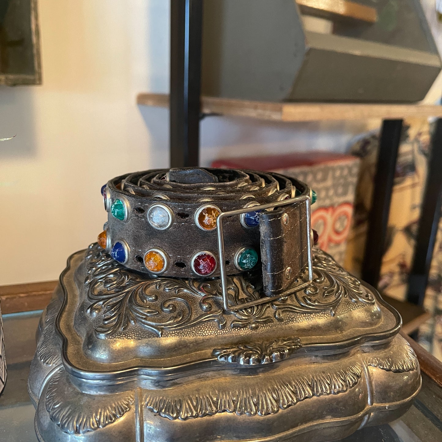 AS IS VTG Leather Belt with Colored Studs