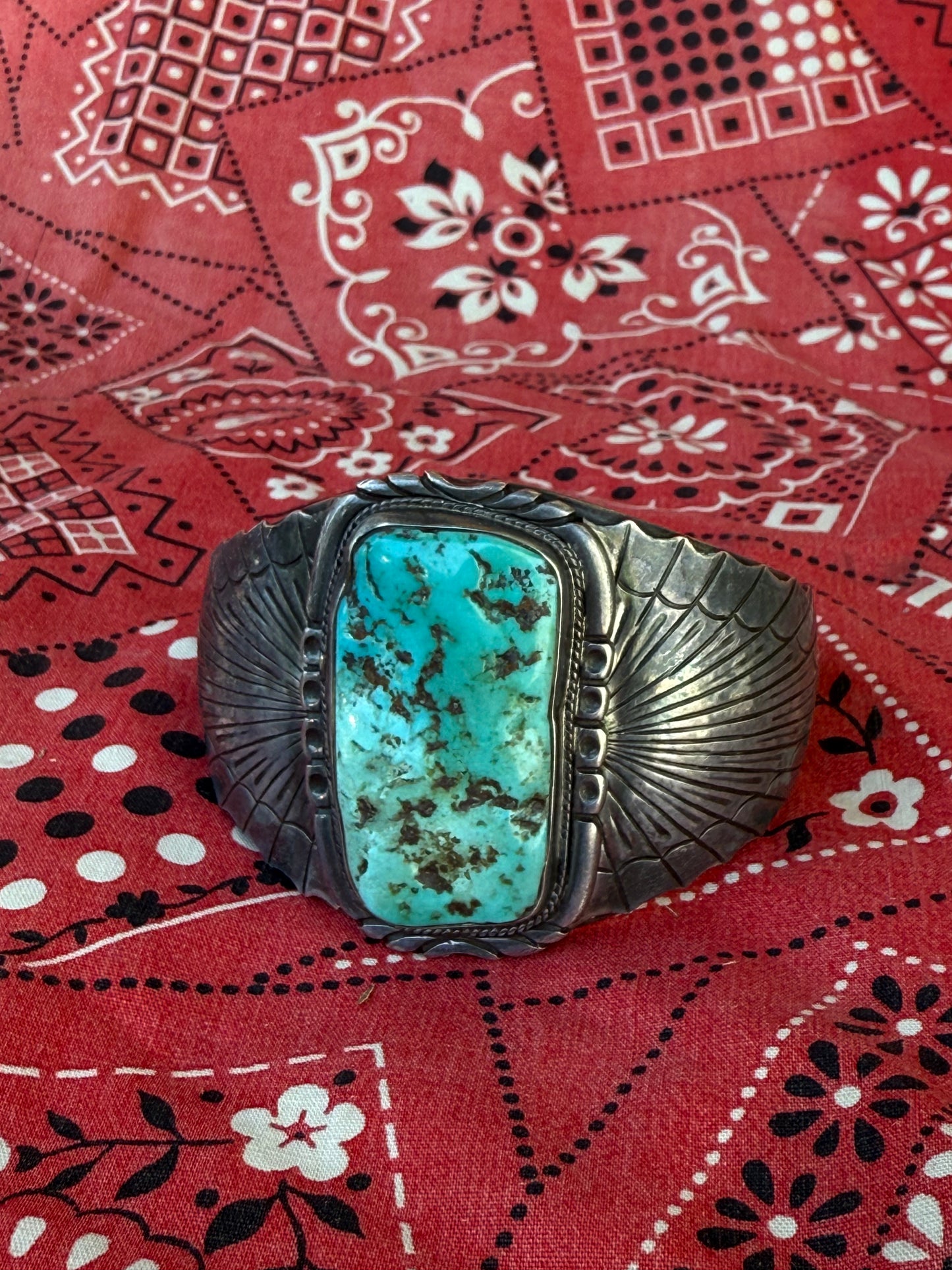 Vinatge Sterling and Turquoise cuff (MA)