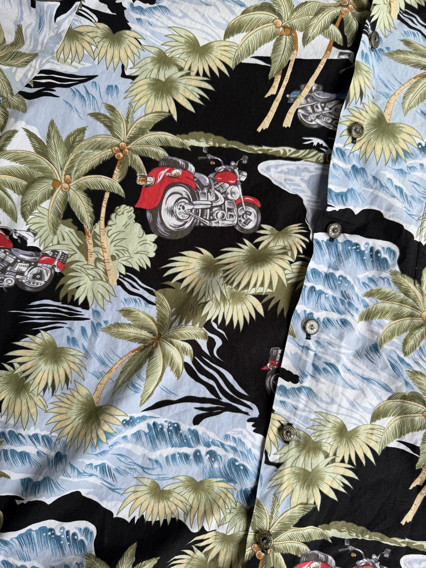 Harley Davidson Black Cotton Hawaiian Shirt