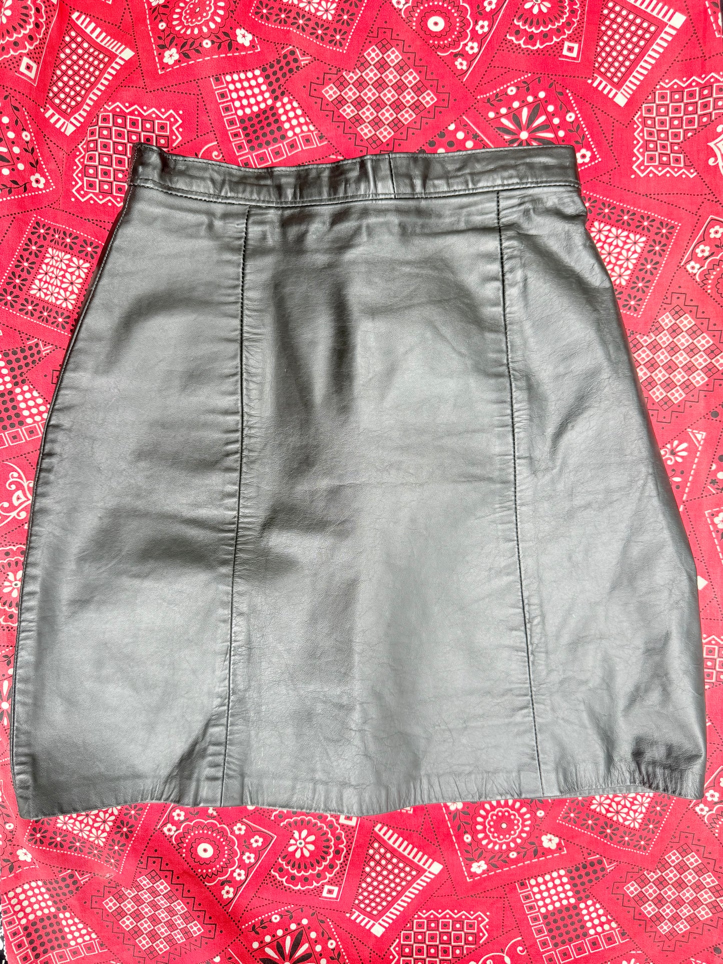 Vintage Black Leather Mini Skirt