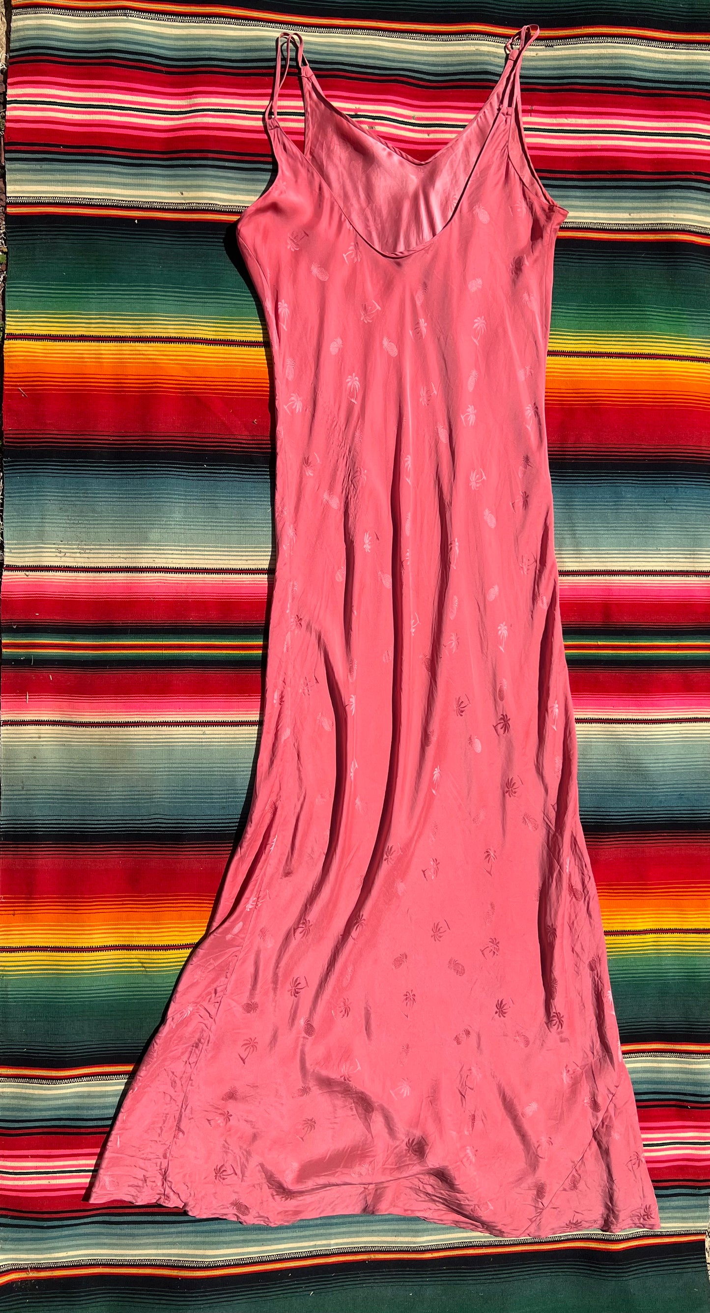 Vintage Pink Silk Maxi Slip Dress