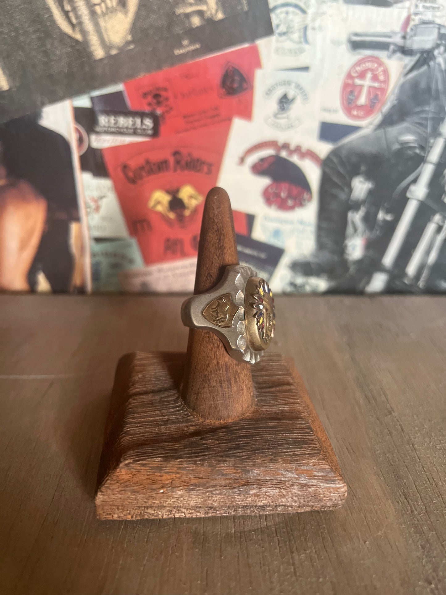 Mexican Biker Ring Enamel Head Dress (MA)