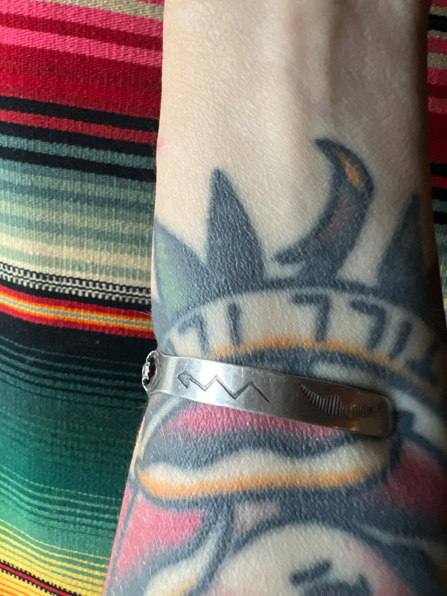 Harvey Era Thunderbird Diamond Cut Stone Cuff (MA)