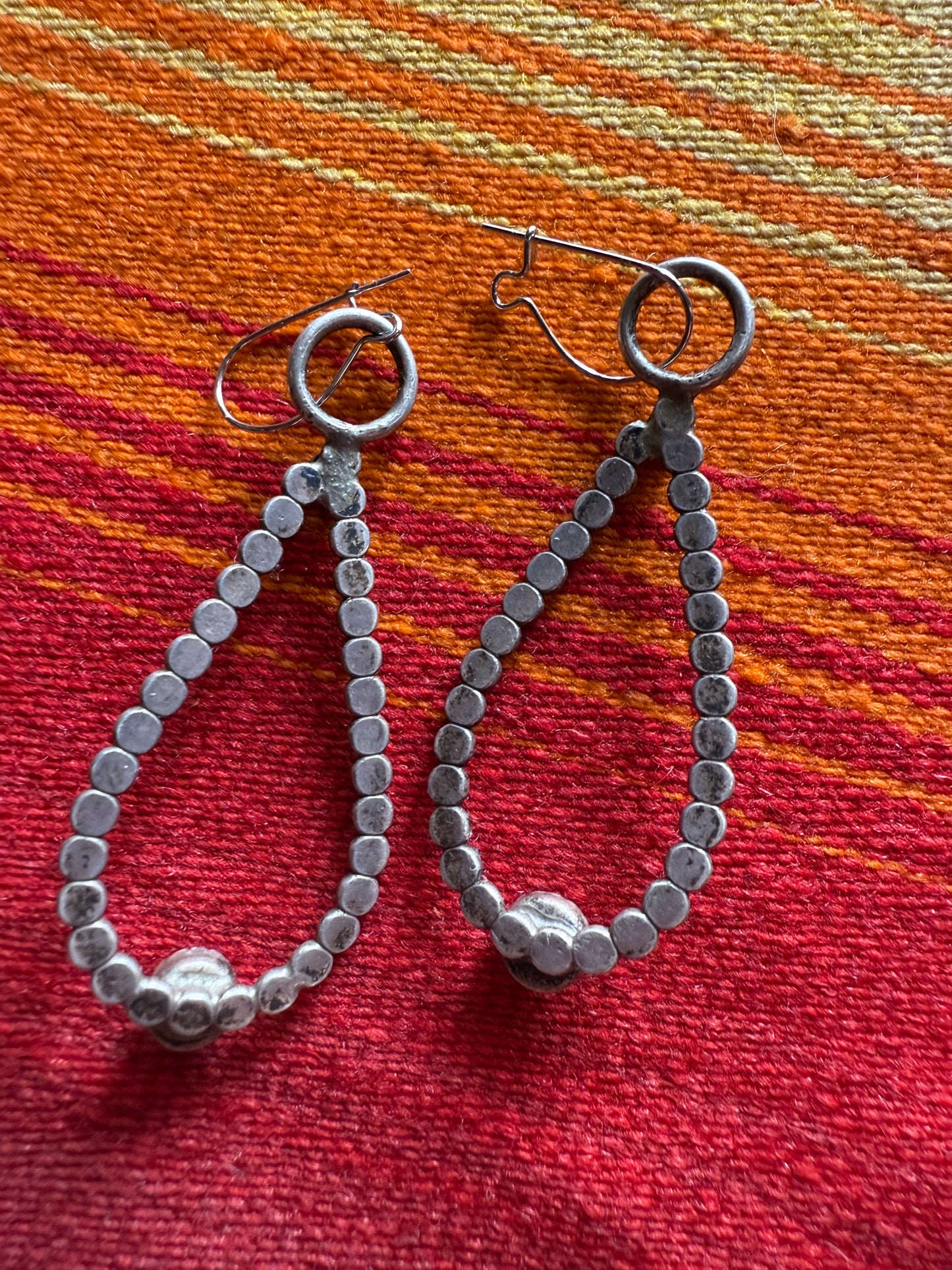 Vintage Turquoise and sterling beaded tear drop earrings (MA)