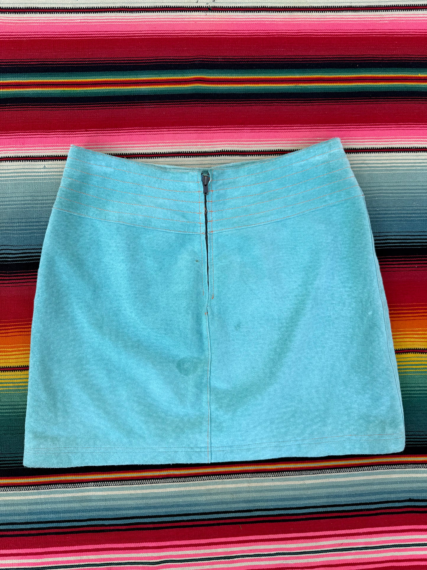Y2K Teal Suede Skirt (LR)