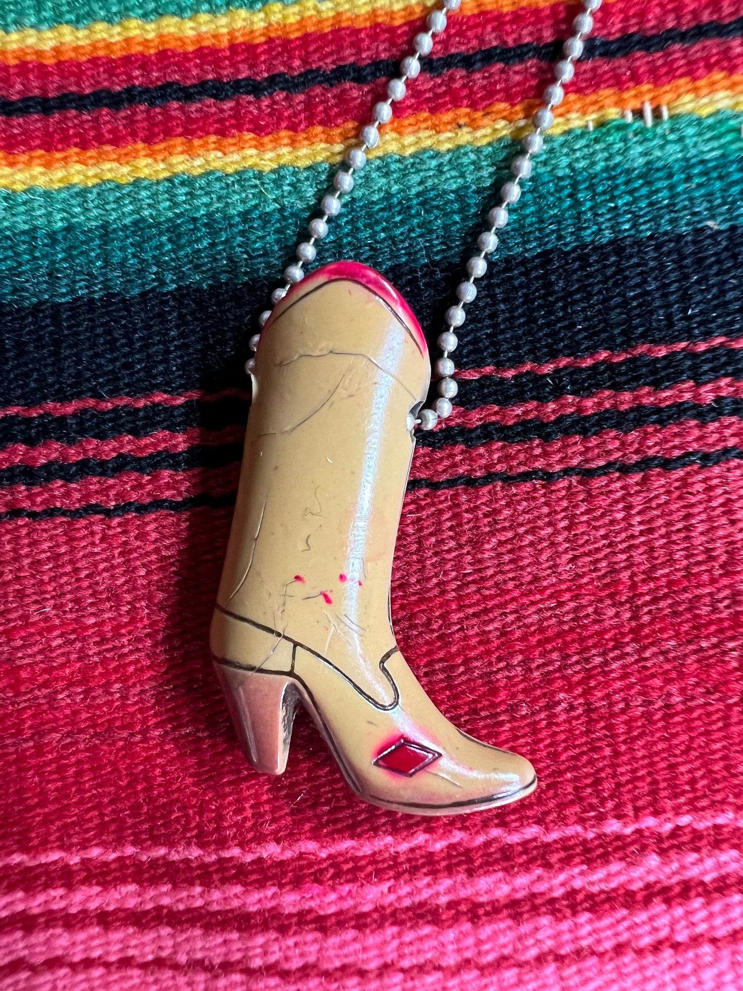 Cowgirl Boot Charm and Sterling Ball Chain Necklace (MA)