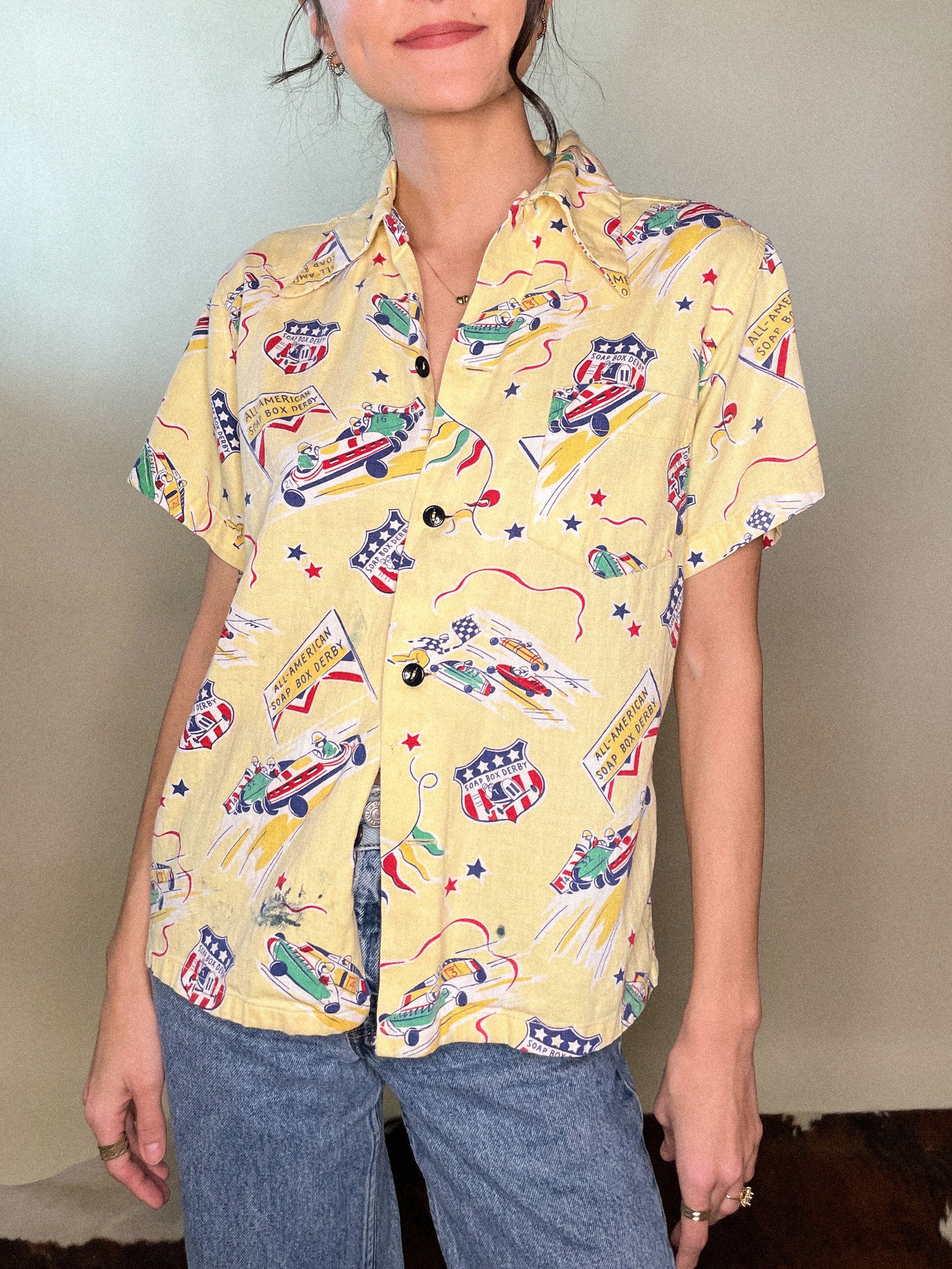 Novelty Soap Box Derby Don Carlos Jr. Short Sleeve Blouse