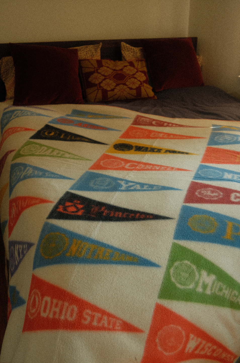 Vtg Wool Collegiate Pennant Flags Chatham Blanket