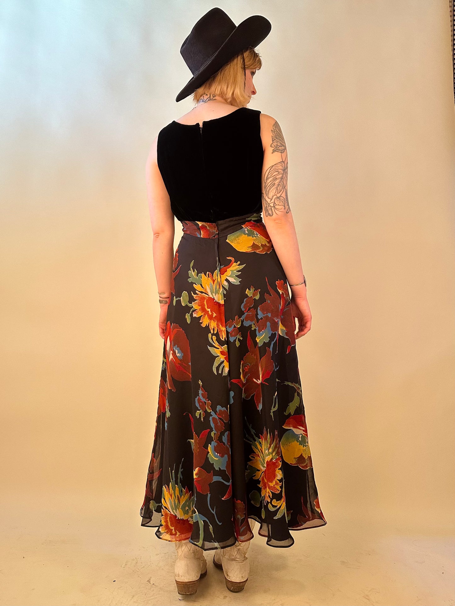 VTG Velvet and Floral Gown