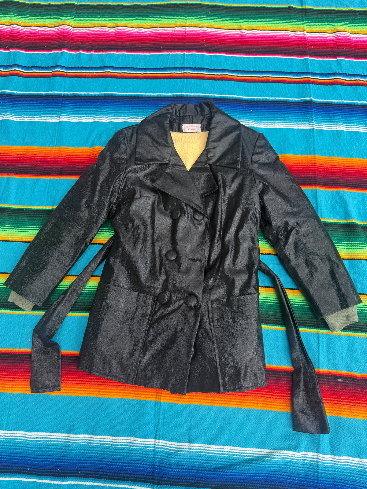 1970s Rider Band Twirler Glitter Fleece Lined Jacket