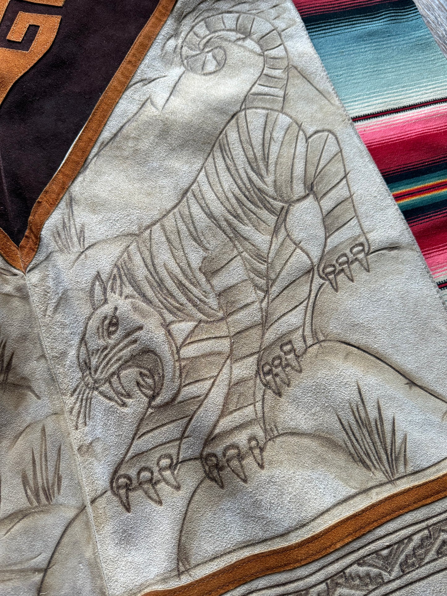 Vintage Suede Poncho w/ Tigers (NL)