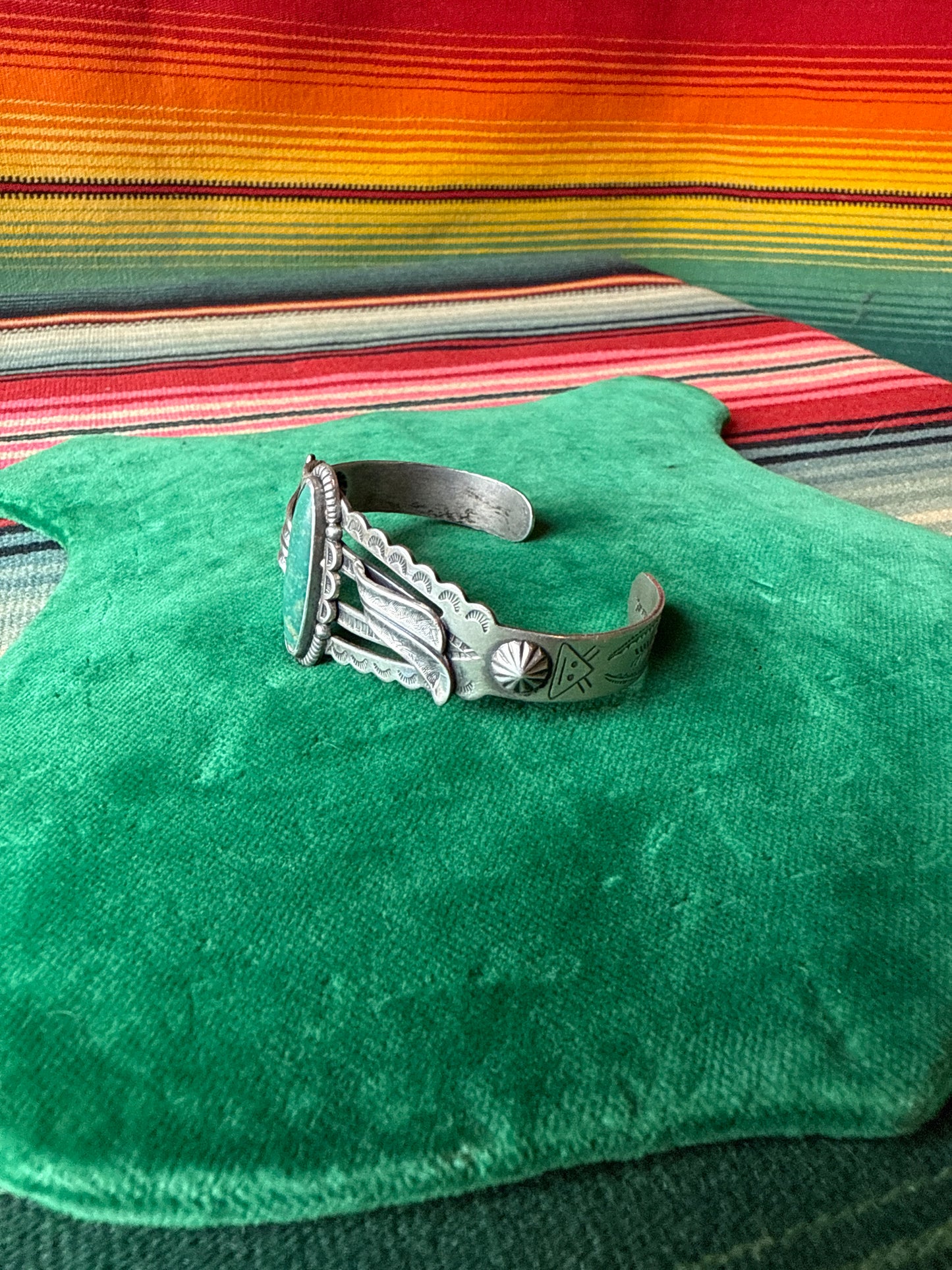 Fred Harvey Era Sterling and Turquoise Cuff (MA)