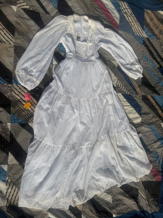 1970s Deadstock Swiss Dot Prairie Dress