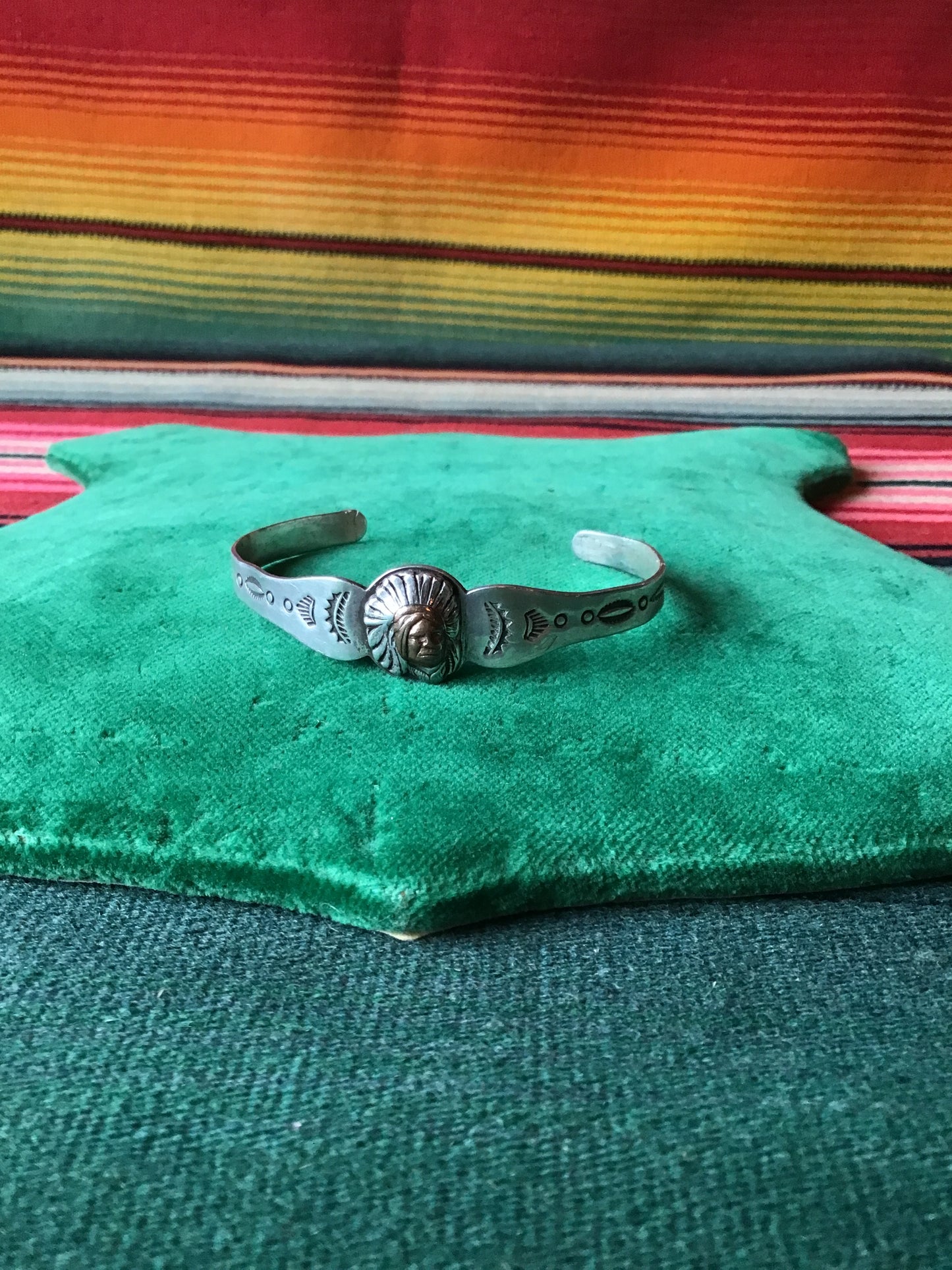 Vintage Indian Chief Sterling and Copper Stacker Cuff (MA)