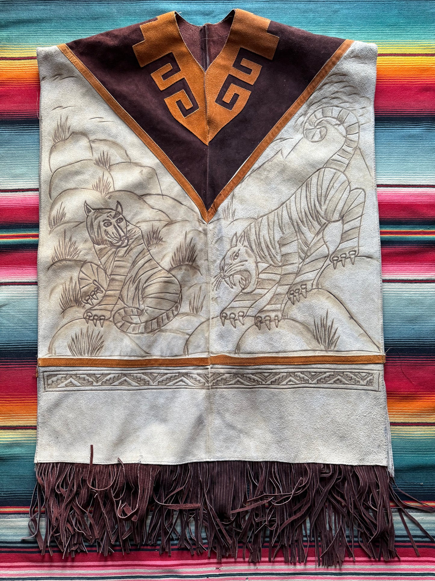 Vintage Suede Poncho w/ Tigers (NL)