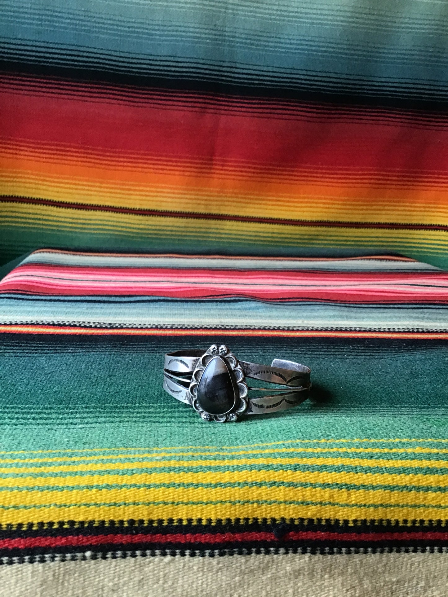 Vintage Sterling and Agate Cuff (MA)