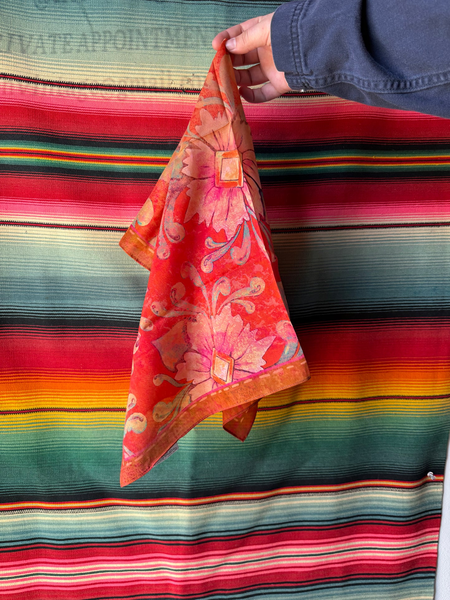 Rust Rodeo Red Floral Western Silk Scarf