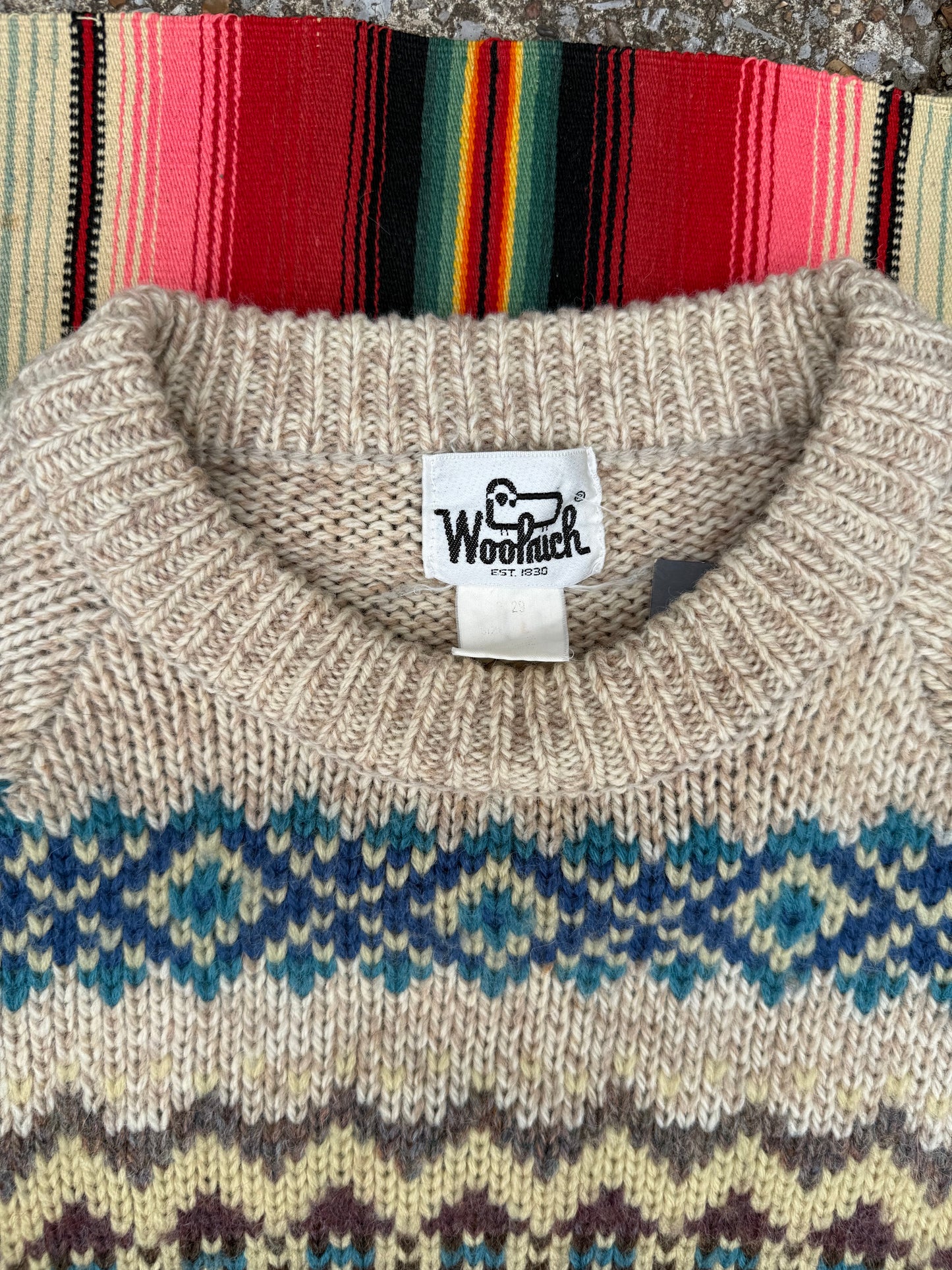 Woolrich Tan Patterned Knit Wool Sweater