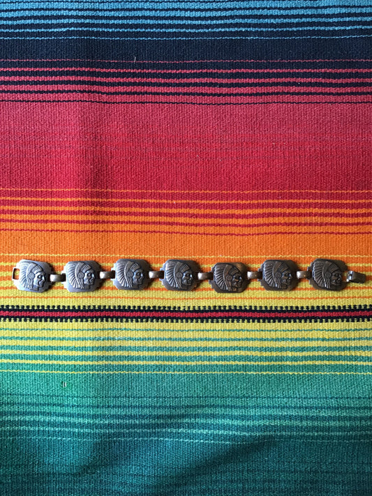 Vintage Indian Chief Chocolate Brown Copper Bracelet 7 1/4” (MA)