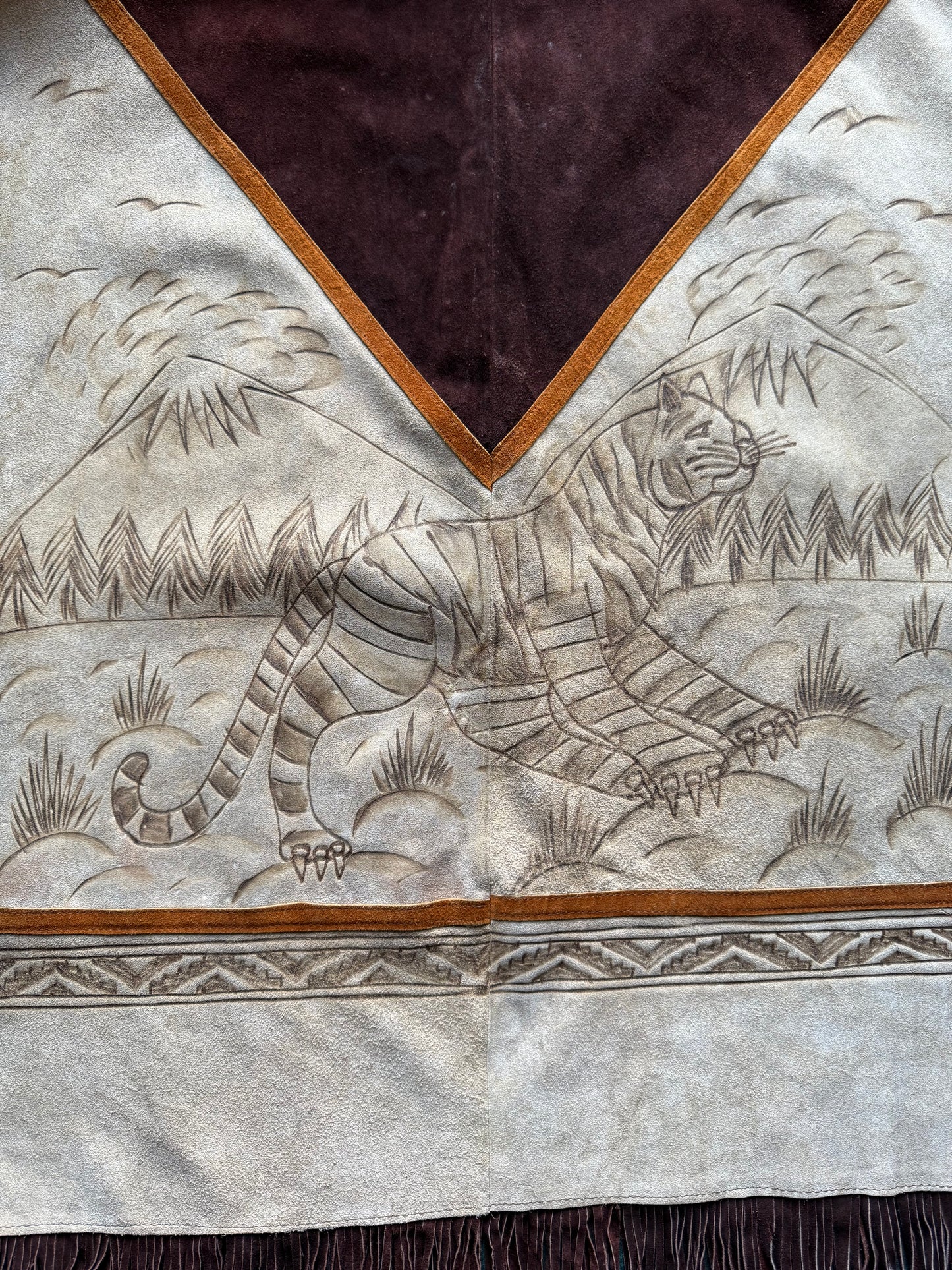 Vintage Suede Poncho w/ Tigers (NL)