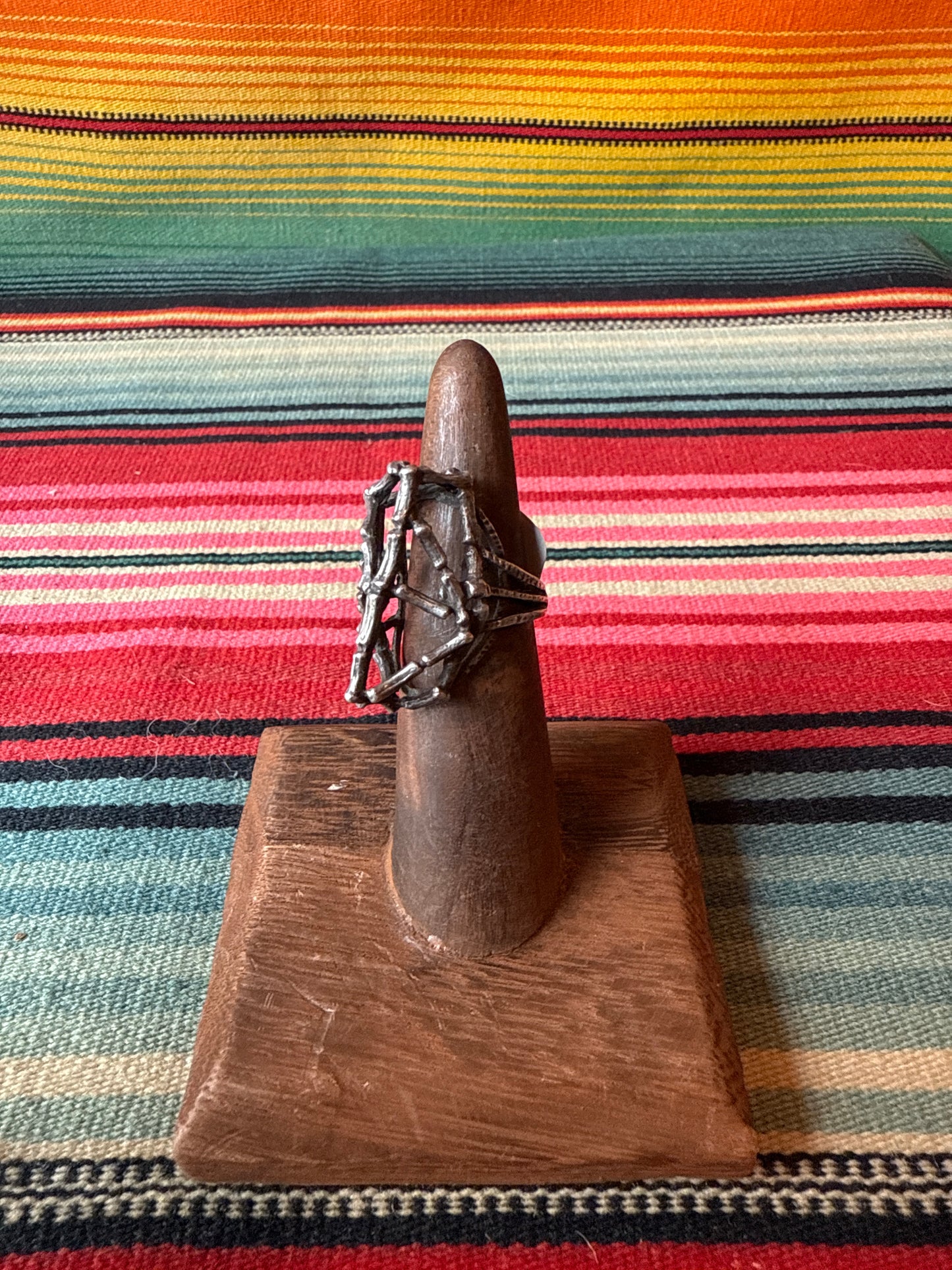 Vintage Sterling Brutalist Style Bone Ring (MA)