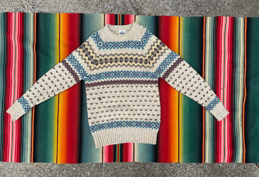 Woolrich Tan Patterned Knit Wool Sweater