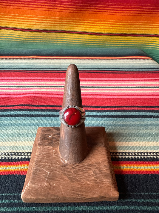 Vintage Sterling and Blood Red Stone Ring
