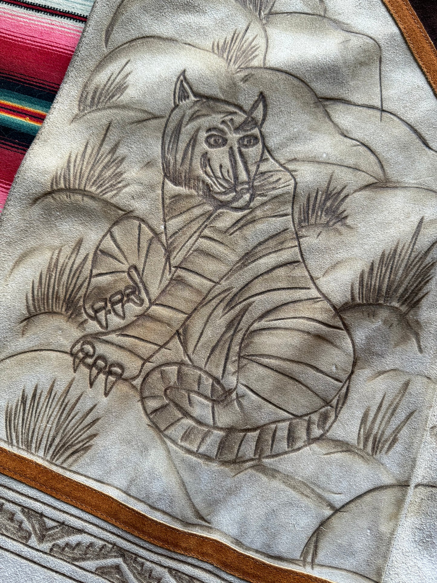 Vintage Suede Poncho w/ Tigers (NL)