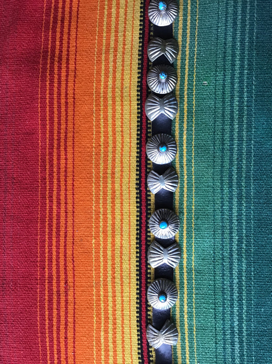 Vintage Sterling and Turquoise Belt, Hat Band 46 1/4”