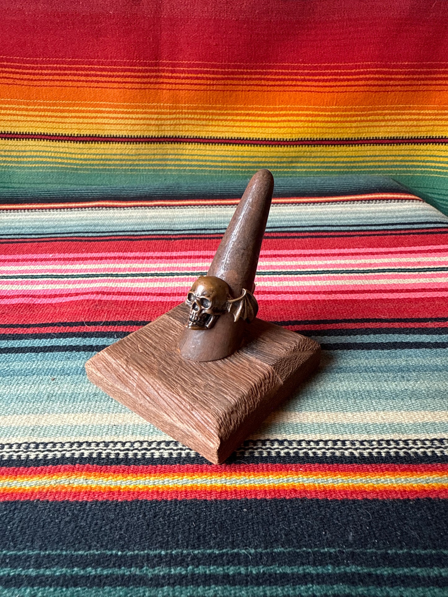 Vintage Copper Skull and Bat Wing Ring (MA)