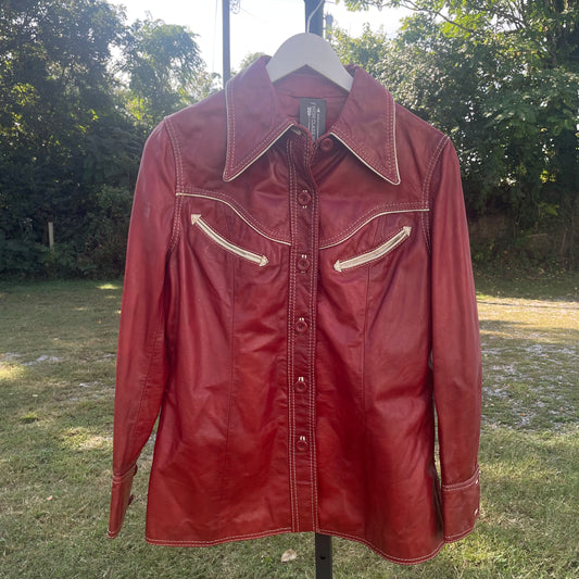 VTG Miss Pioneer Red Leather Western Jacket