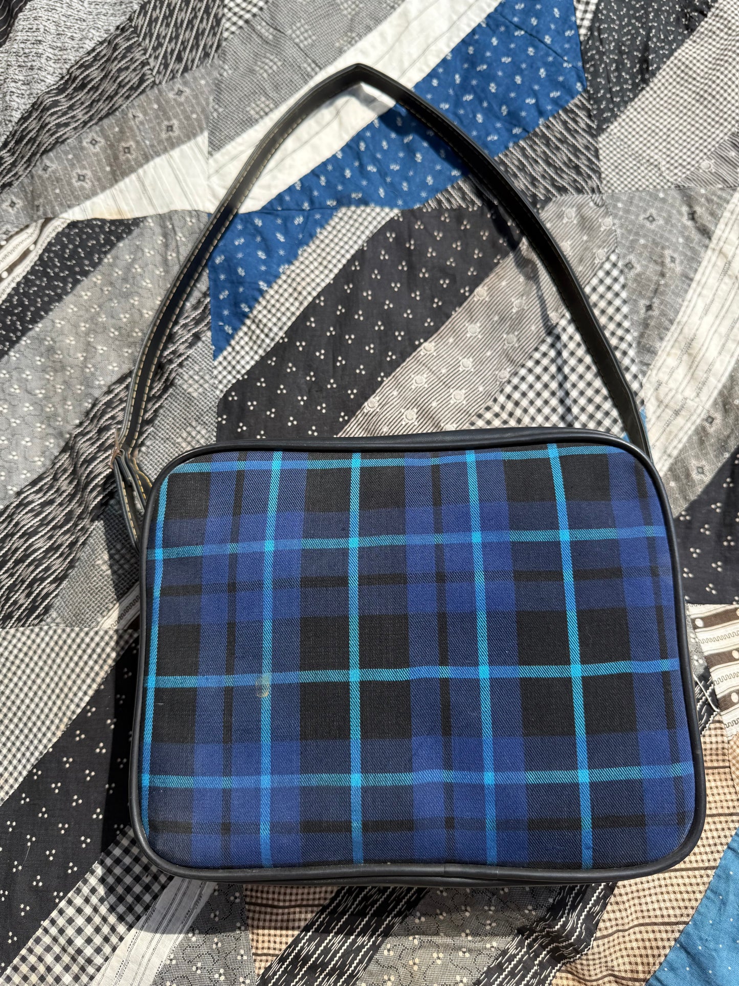 Spanish Blue Plaid Purse w Donkey Coinpurse