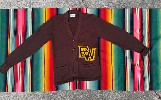 Vintage Champion "BW" Letterman Knit Cardigan