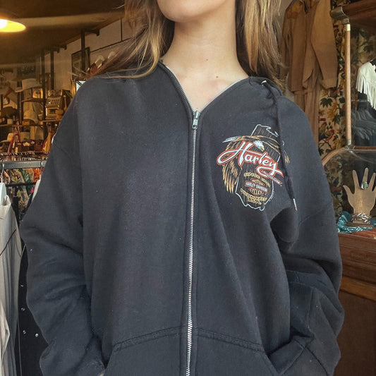 1985 Zip Up Harley Memphis Black Hoodie