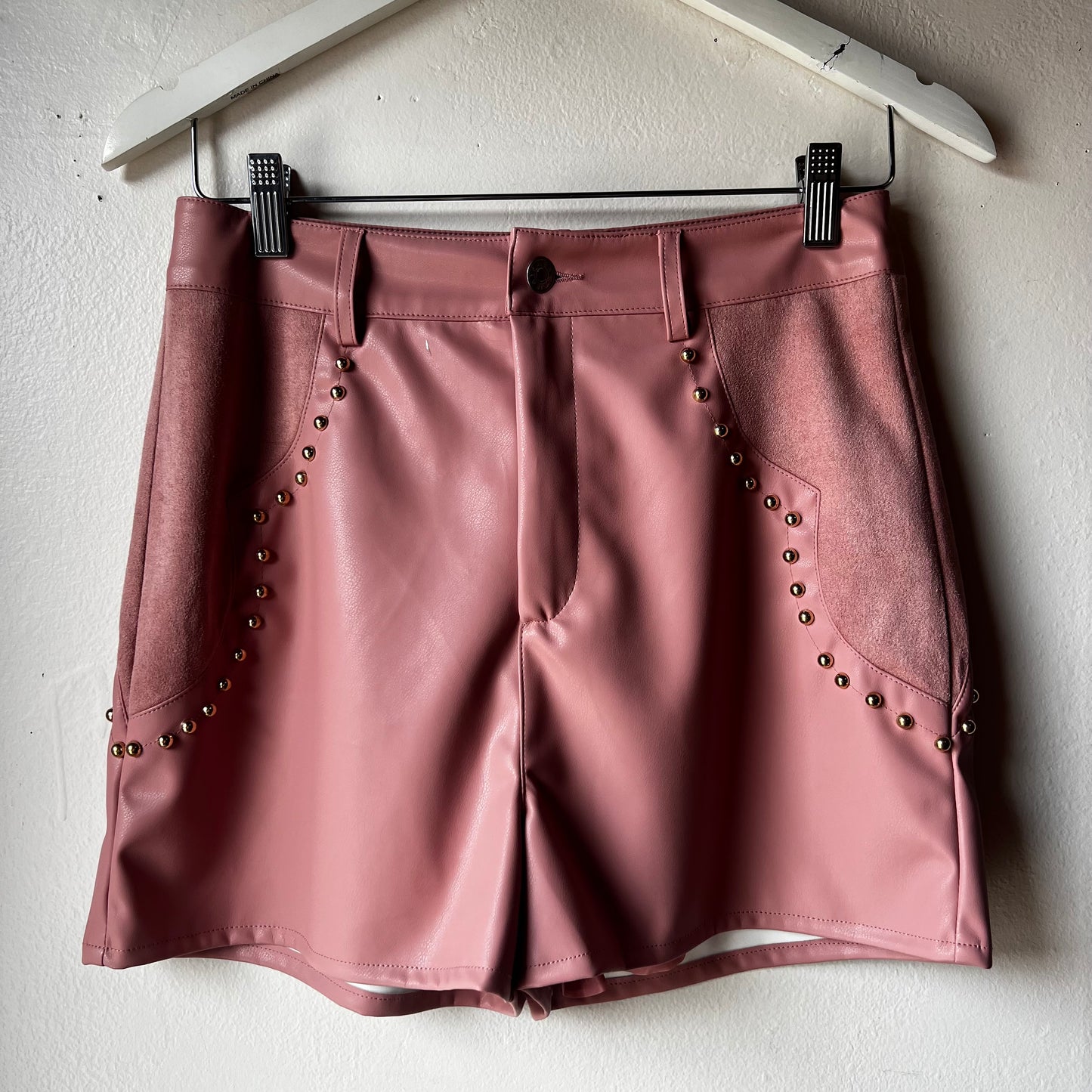 Studded Leather Shorts Rose