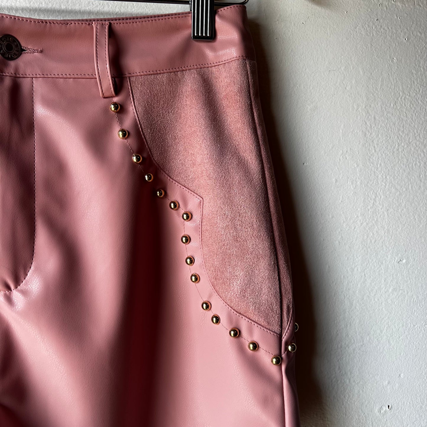Studded Leather Shorts Rose