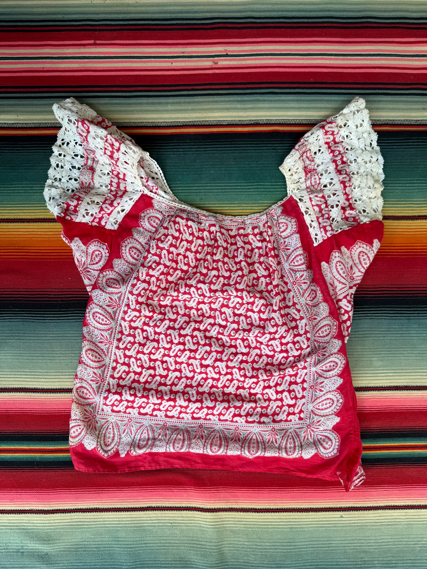 1950s Turkey Red Bandana Blouse+Skirt (CCV)