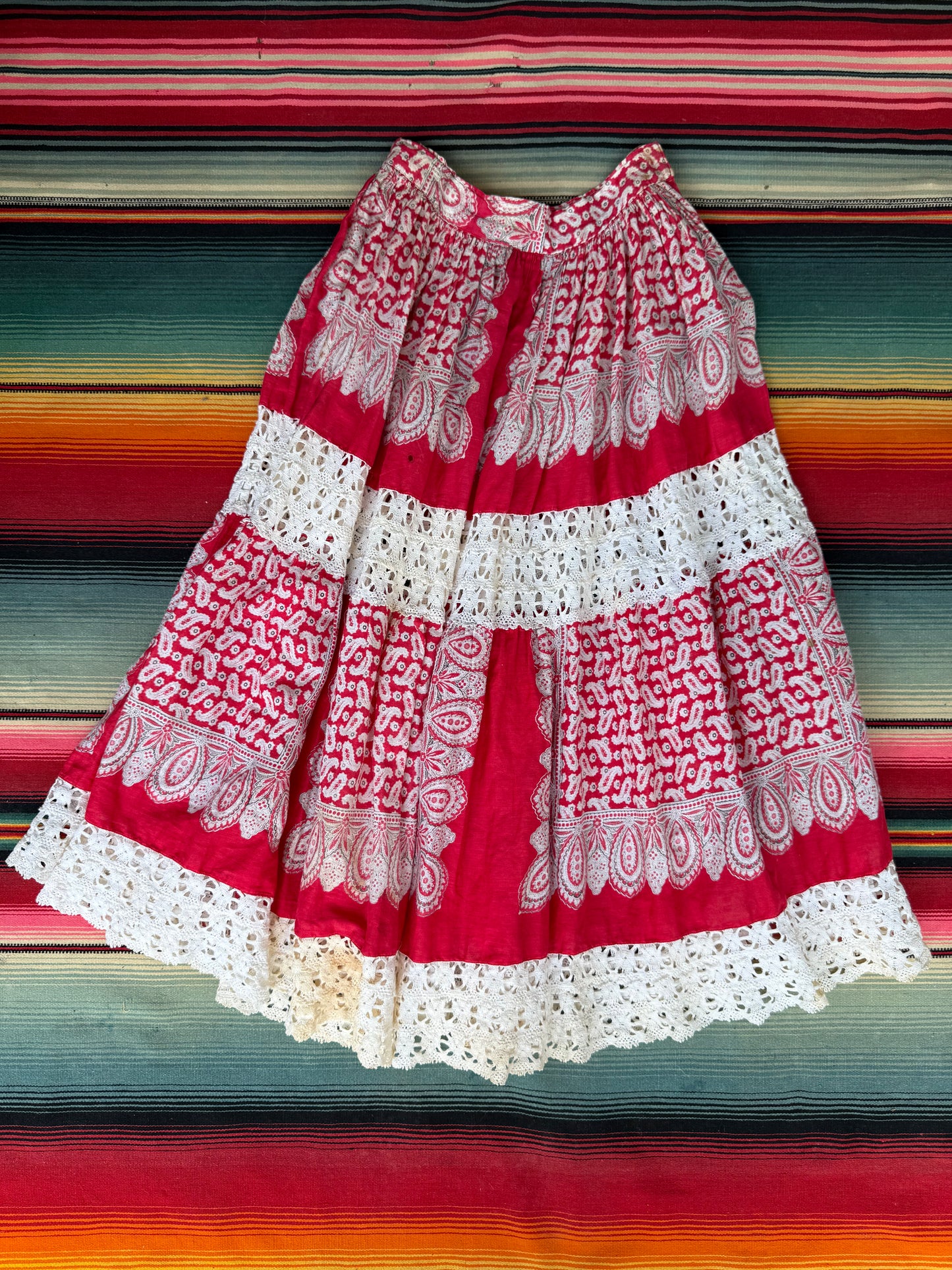 1950s Turkey Red Bandana Blouse+Skirt (CCV)