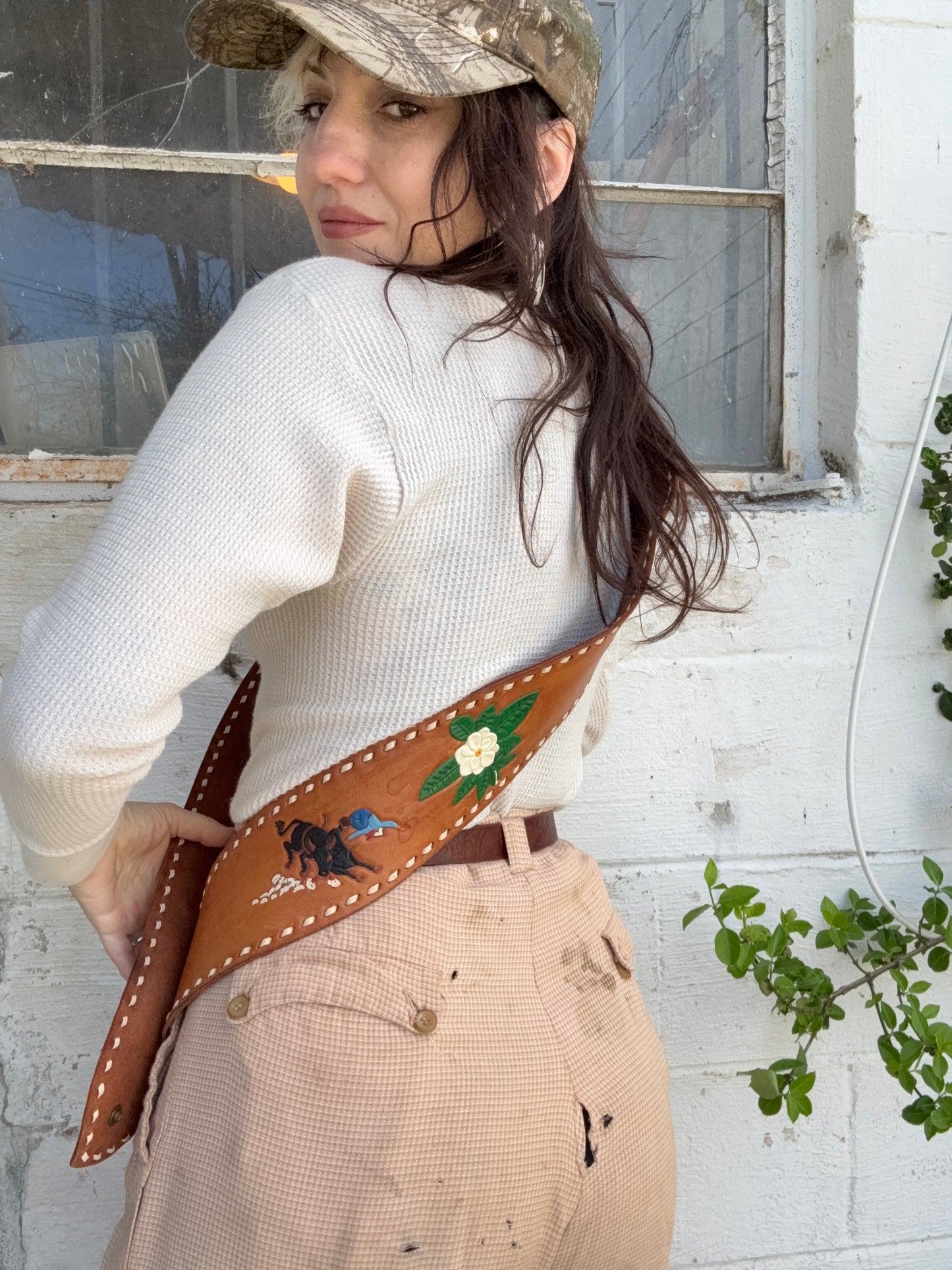 Vintage Tooled Leather Rodeo Queen Sash