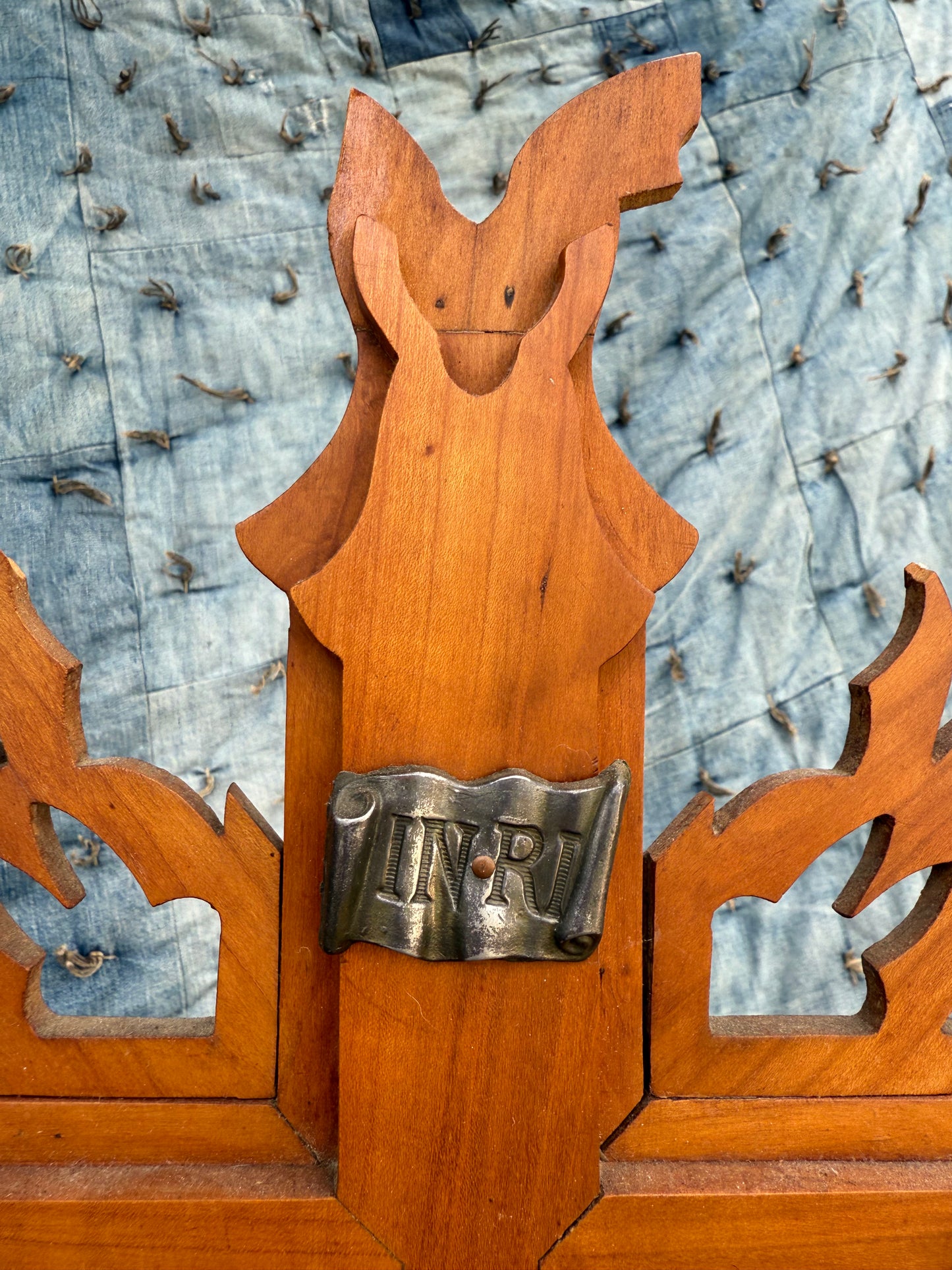 Large Antique Wooden Folk Art Crucifix (C)