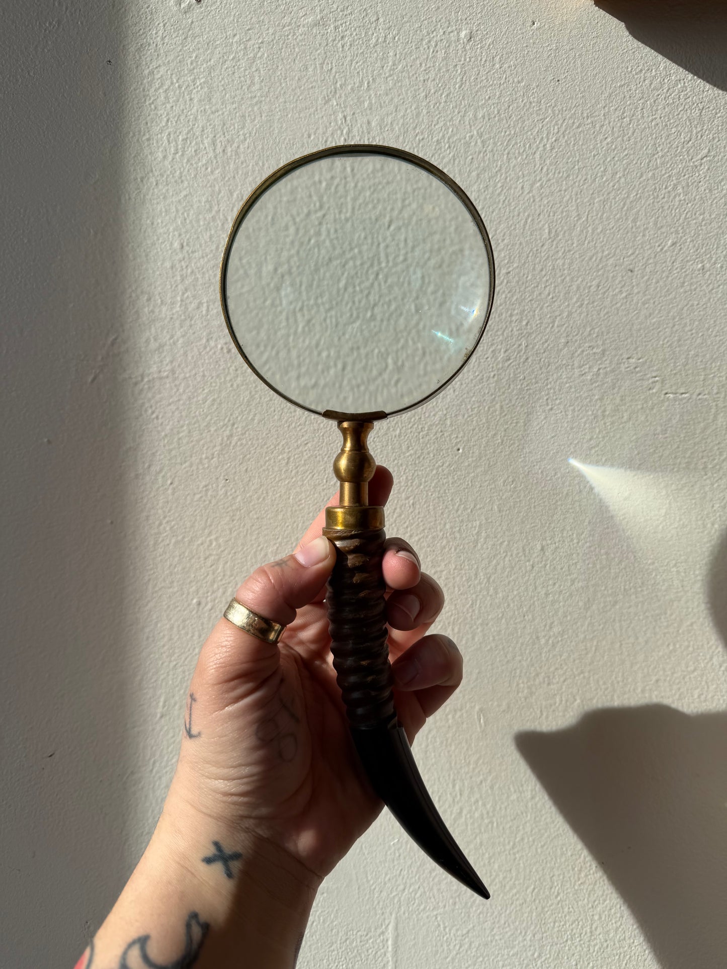 Magnifying glass with horn handle
