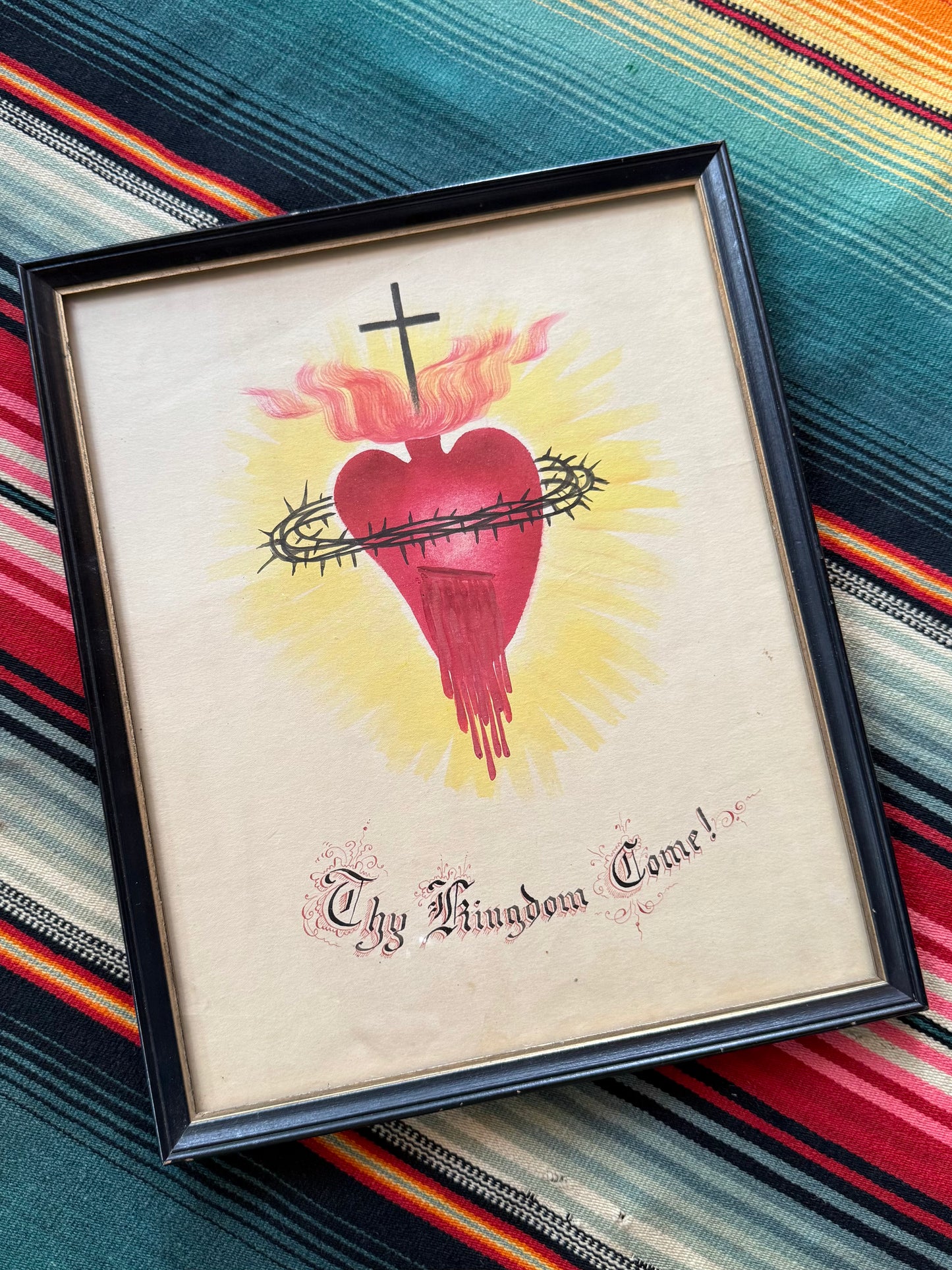 Antique Sacred Heart Painting (C)