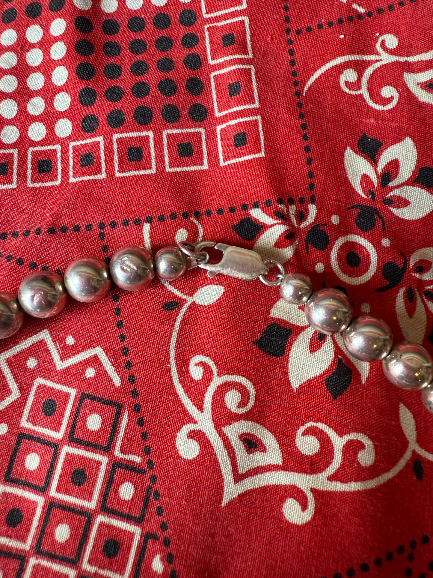 Vintage Sterling Pearl Necklace with Sterling and Turquoise Pendant (MA)