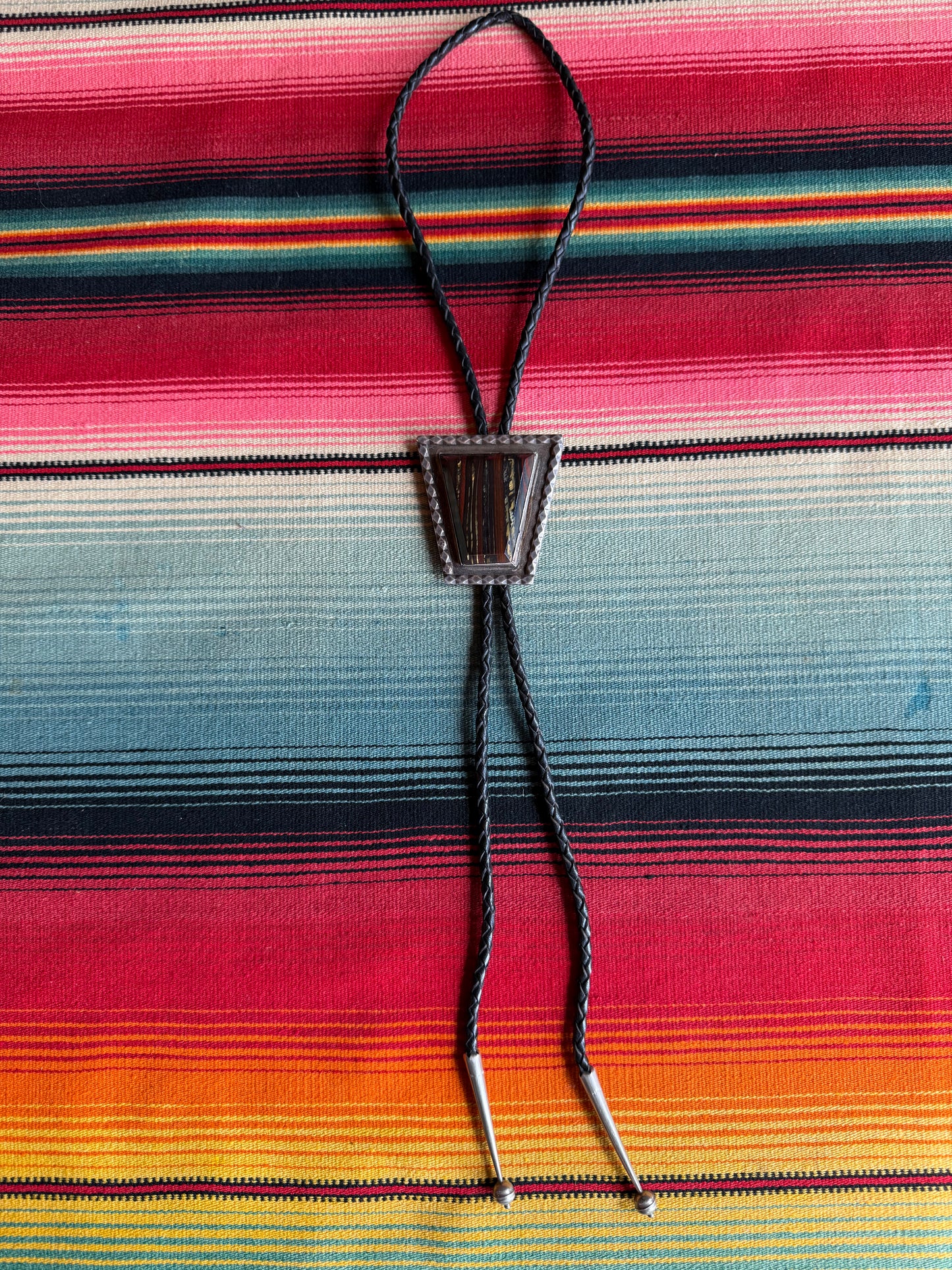 Vintage Sterling and Petrified Wood Bolo