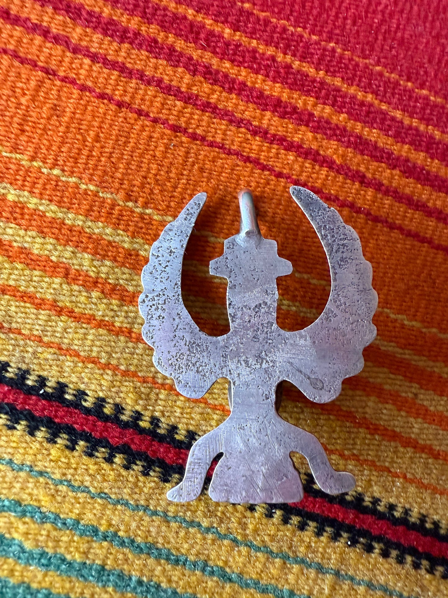 Vintage Sterling and Turquoise Sandcast Knifewing Pendant (MA)