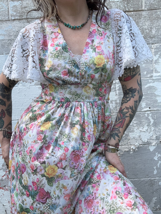 1970s Floral Maxi Dress (LR)