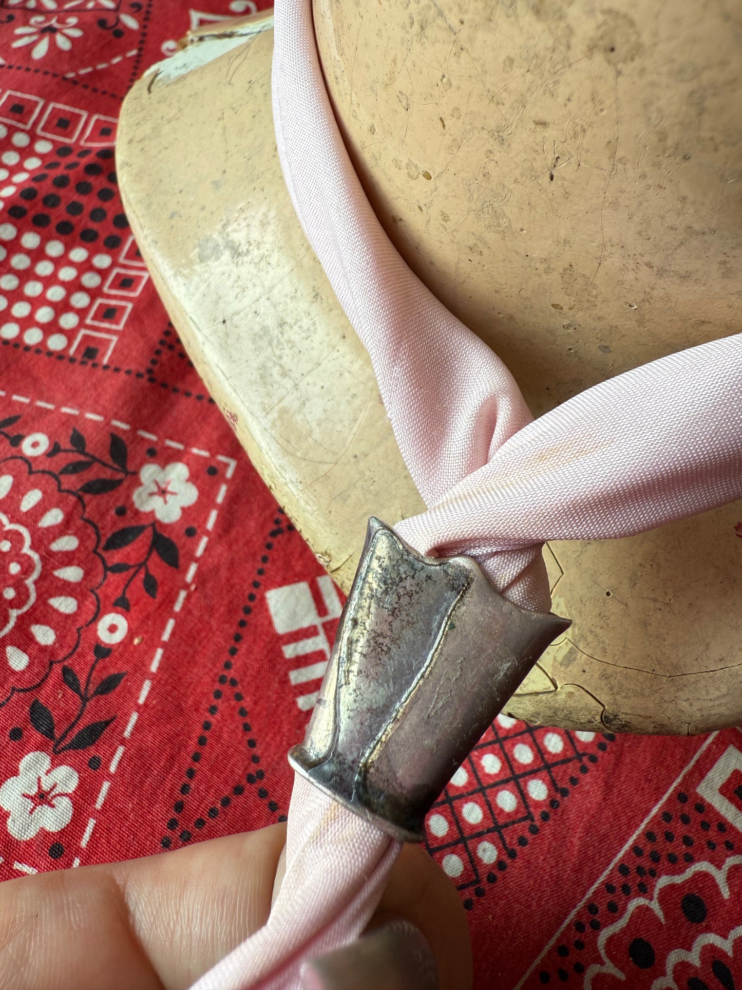 Vintage Sterling and Turquoise Bandana Slide (MA)